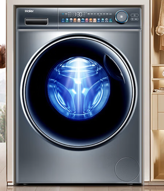 海尔（Haier）滚筒洗衣机全自动智能家电 极光系列 10公斤 光等离子 彩屏直驱 洗烘一体HMATE81SU1