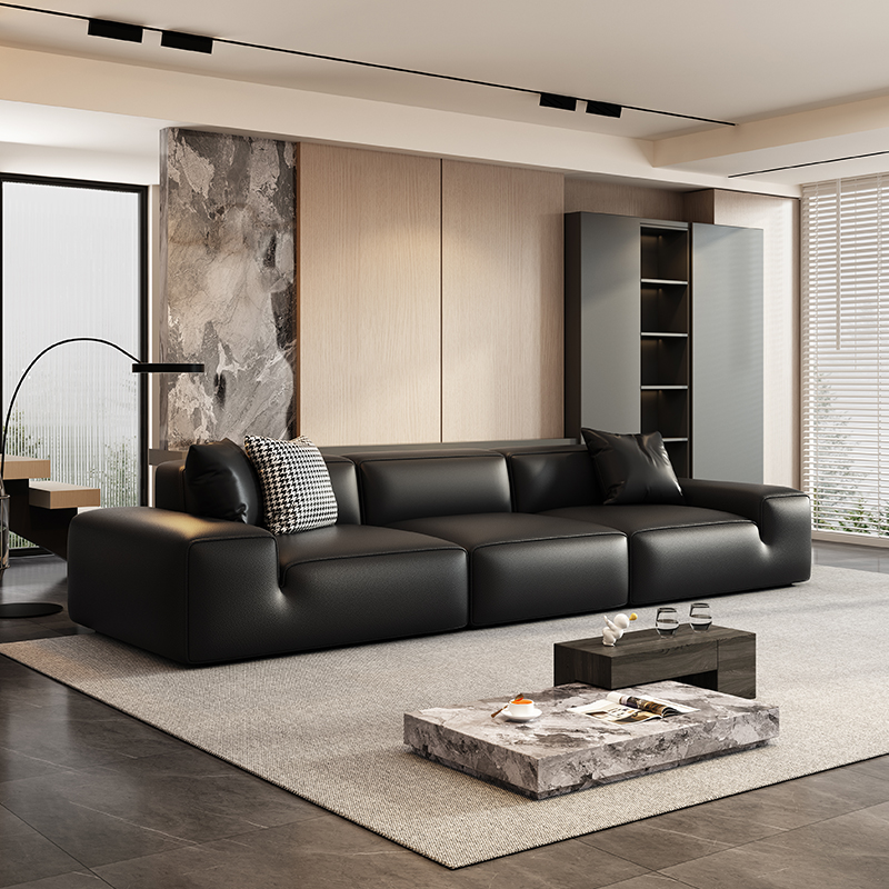 现代简约沙发客厅小户型沙发JM085SF05生态真皮直排沙发