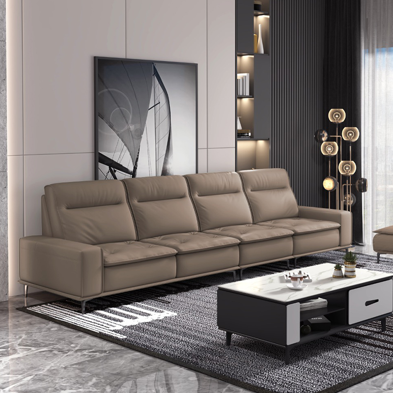 家有品致现代简约真皮沙发JM037SF12客厅直排沙发